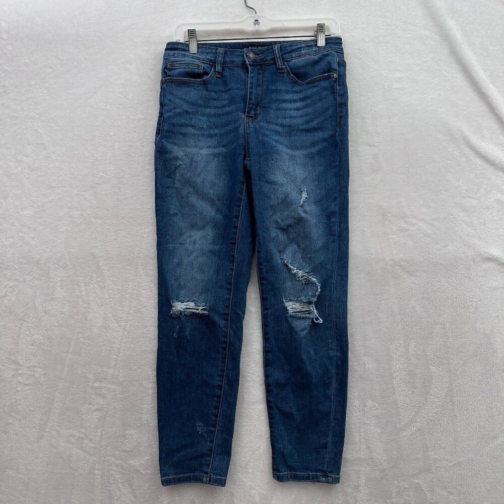 Judy Blue Jeans Womens 29x26 Blue Relaxed Fit Stretch Distressed Casual